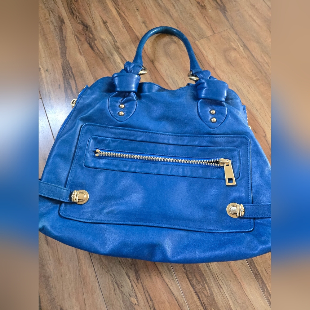 MARC JACOBS Mercer Parker blue leather satchel